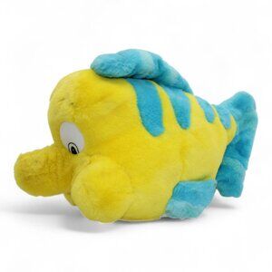 Vintage Tyco 1991 Disney Flounder Fish Plush Yellow & Blue Soft Toy